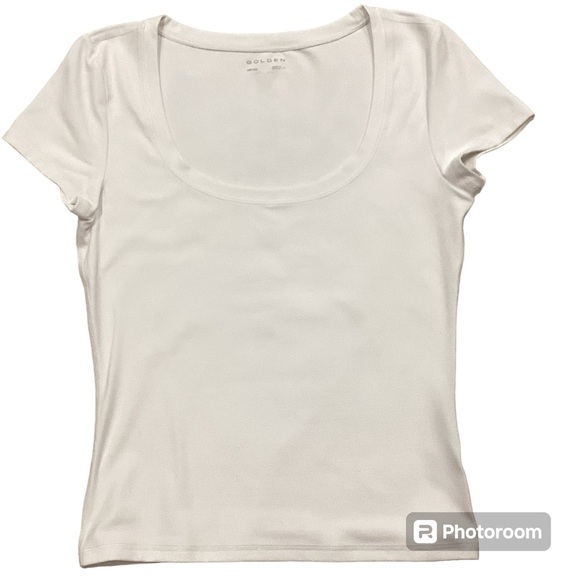 Aritzia White Scooped-neck Fitted T-Shirt, Size Small - Picture 2 of 16